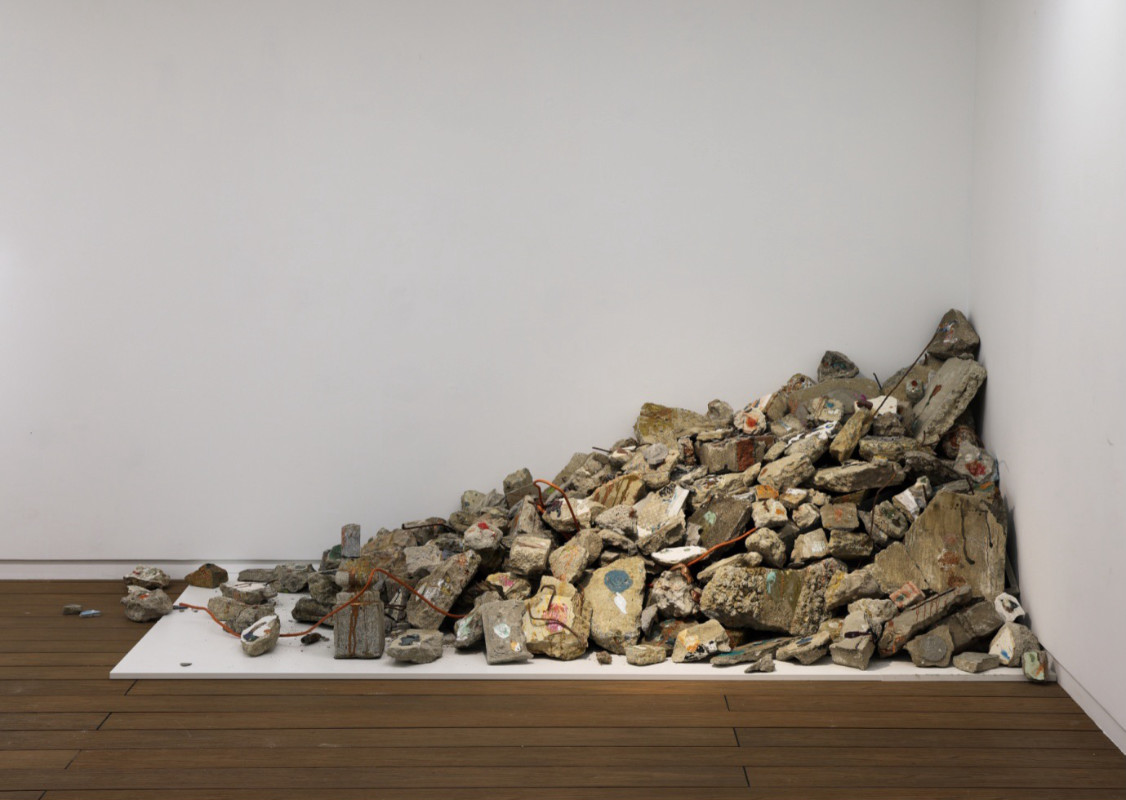 Gallery view-Pebbles-Found Concretes, 2025, mixed media on Found Concretes, 261x 92 x 95 cm